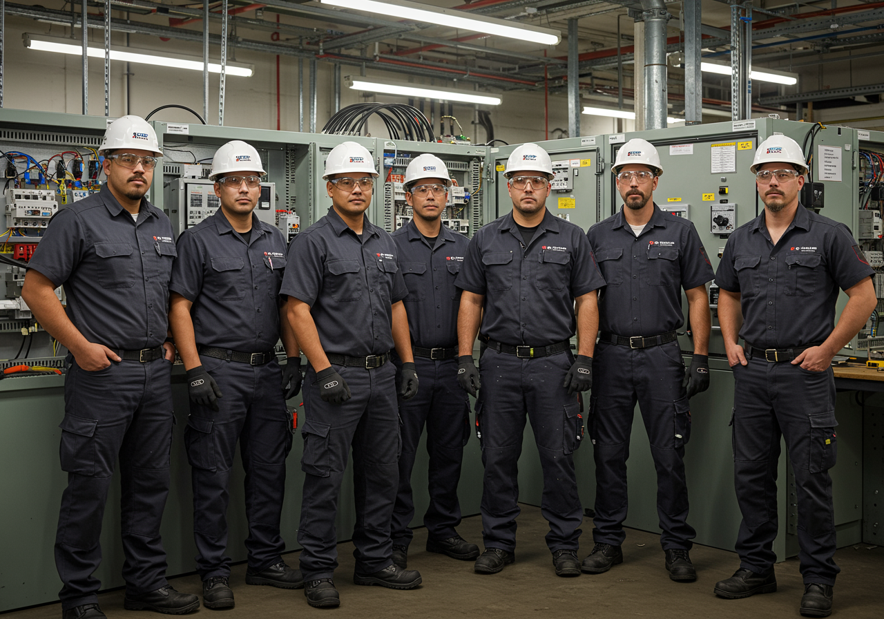 Equipa de electricistas qualificados